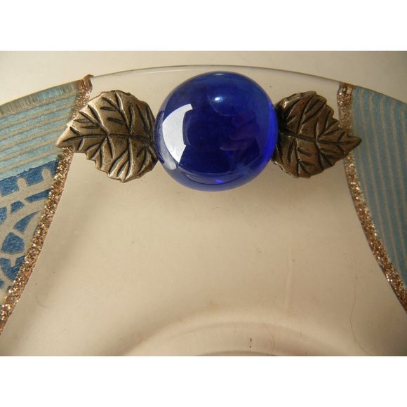 Holy Saturday: Shabbat Kadesh Set, beaded fused glass Challah Tray, candle stick - Picture 5 of 9